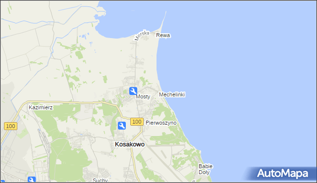 mapa Mechelinki, Mechelinki na mapie Targeo