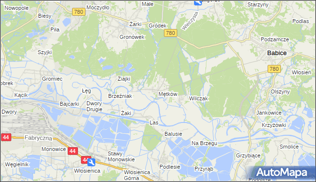 mapa Mętków, Mętków na mapie Targeo