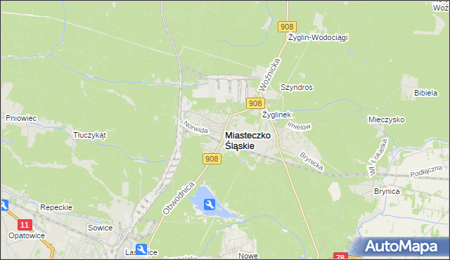 mapa Miasteczko Śląskie, Miasteczko Śląskie na mapie Targeo