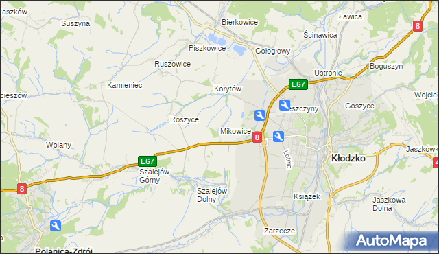 mapa Mikowice gmina Kłodzko, Mikowice gmina Kłodzko na mapie Targeo