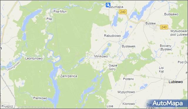 mapa Minikowo gmina Lubiewo, Minikowo gmina Lubiewo na mapie Targeo