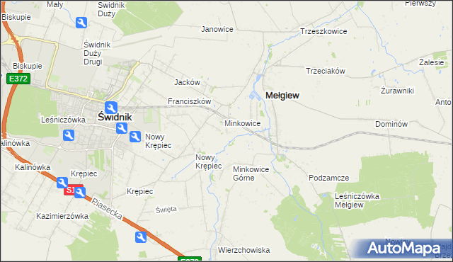 mapa Minkowice-Kolonia, Minkowice-Kolonia na mapie Targeo