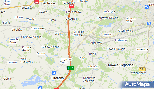 mapa Młodocin Mniejszy, Młodocin Mniejszy na mapie Targeo