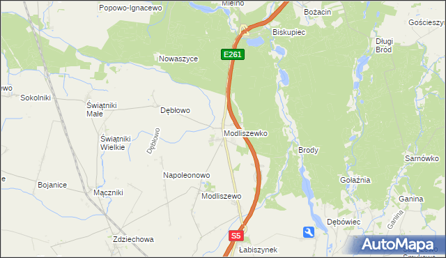 mapa Modliszewko, Modliszewko na mapie Targeo
