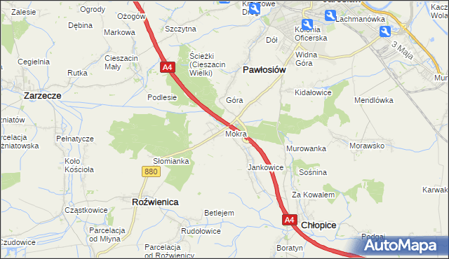 mapa Mokra gmina Roźwienica, Mokra gmina Roźwienica na mapie Targeo