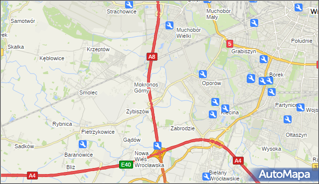 mapa Mokronos Dolny, Mokronos Dolny na mapie Targeo