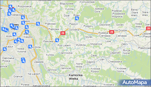 mapa Mystków, Mystków na mapie Targeo