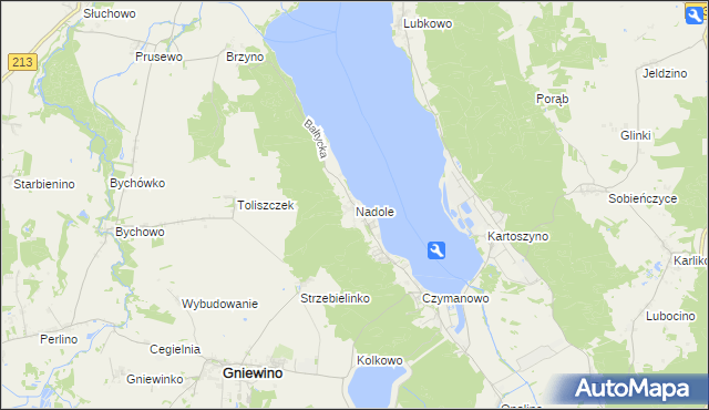 mapa Nadole gmina Gniewino, Nadole gmina Gniewino na mapie Targeo