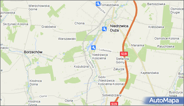 mapa Niedrzwica Kościelna, Niedrzwica Kościelna na mapie Targeo