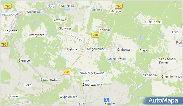 mapa Niegowoniczki, Niegowoniczki na mapie Targeo