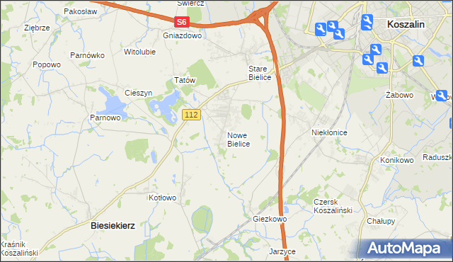 mapa Nowe Bielice, Nowe Bielice na mapie Targeo