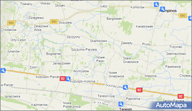mapa Nowe Paski, Nowe Paski na mapie Targeo
