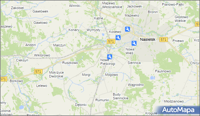 mapa Nowe Pieścirogi, Nowe Pieścirogi na mapie Targeo