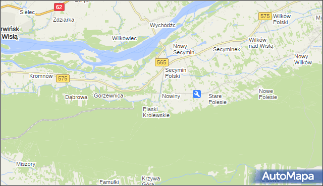 mapa Nowiny gmina Leoncin, Nowiny gmina Leoncin na mapie Targeo