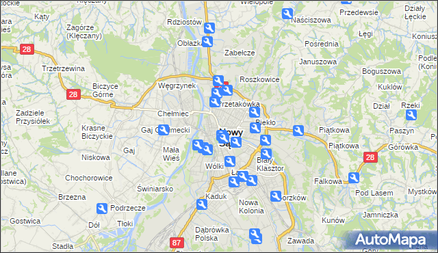 mapa Nowego Sącza, Nowy Sącz na mapie Targeo