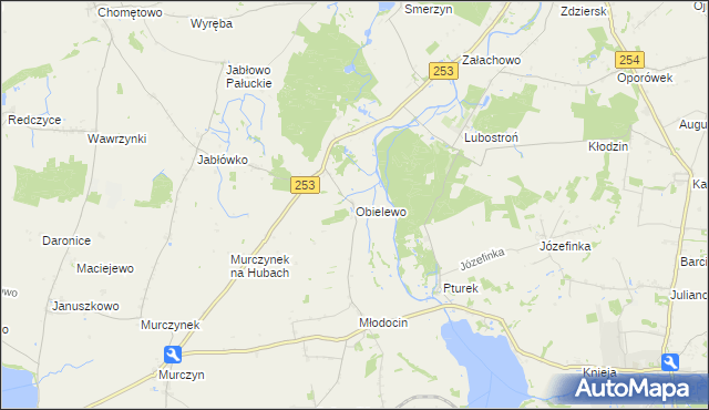 mapa Obielewo, Obielewo na mapie Targeo