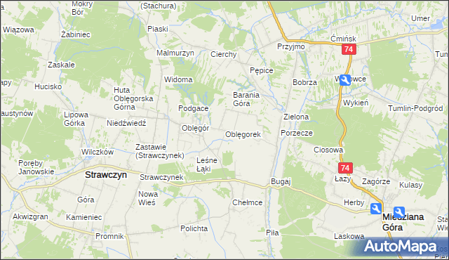 mapa Oblęgorek, Oblęgorek na mapie Targeo