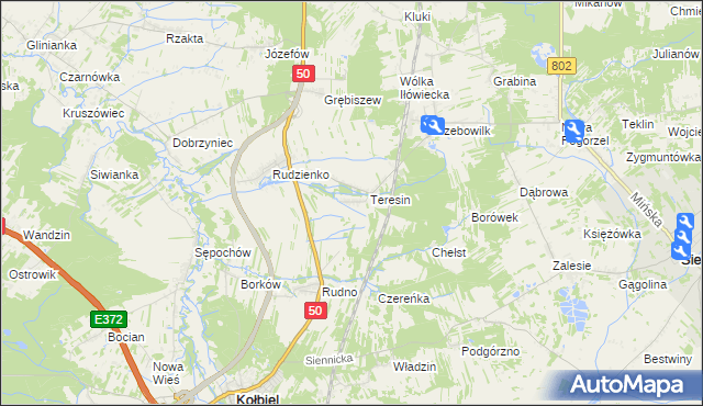 mapa Oleksin gmina Kołbiel, Oleksin gmina Kołbiel na mapie Targeo