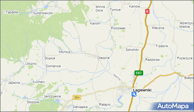 mapa Oleszna, Oleszna na mapie Targeo