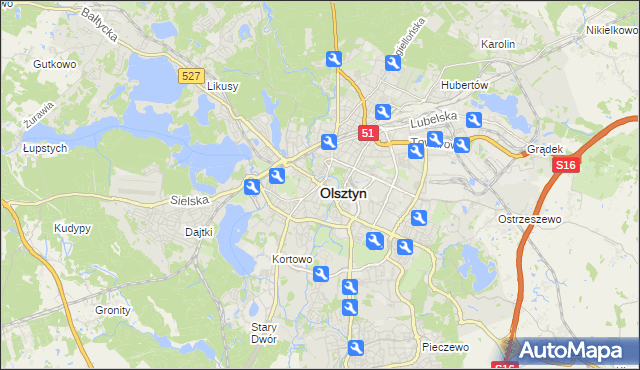 mapa Olsztyna, Olsztyn na mapie Targeo