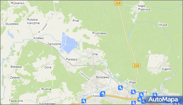 mapa Orle gmina Wejherowo, Orle gmina Wejherowo na mapie Targeo