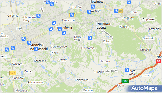 mapa Owczarnia gmina Brwinów, Owczarnia gmina Brwinów na mapie Targeo