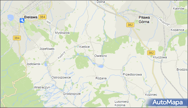 mapa Owiesno, Owiesno na mapie Targeo