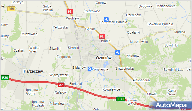 mapa Ozorków, Ozorków na mapie Targeo