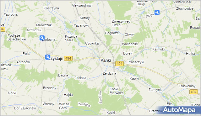 mapa Panki, Panki na mapie Targeo