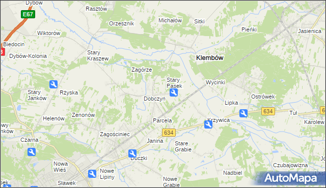 mapa Pasek gmina Klembów, Pasek gmina Klembów na mapie Targeo