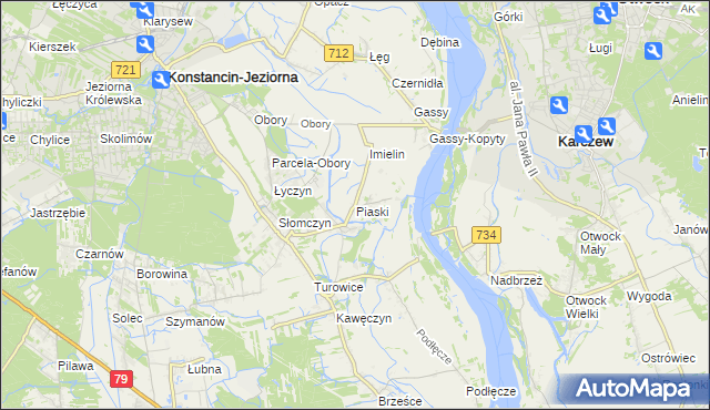 mapa Piaski gmina Konstancin-Jeziorna, Piaski gmina Konstancin-Jeziorna na mapie Targeo