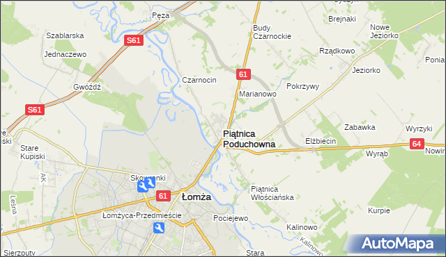 mapa Piątnica Poduchowna, Piątnica Poduchowna na mapie Targeo