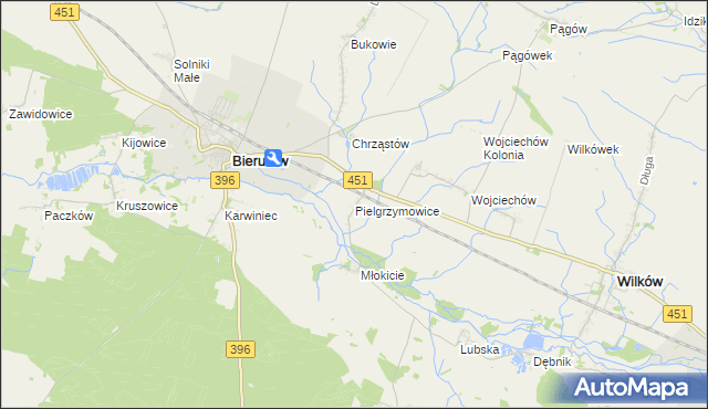 mapa Pielgrzymowice gmina Wilków, Pielgrzymowice gmina Wilków na mapie Targeo