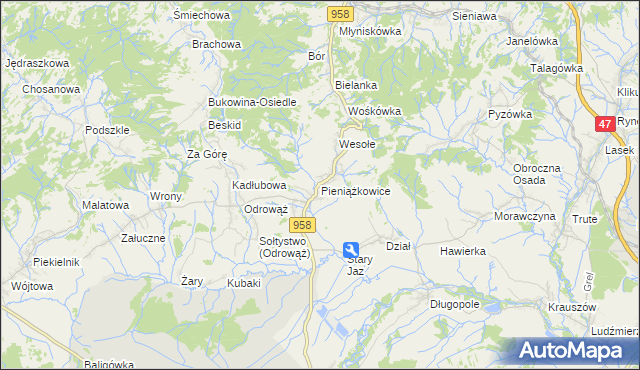 mapa Pieniążkowice, Pieniążkowice na mapie Targeo