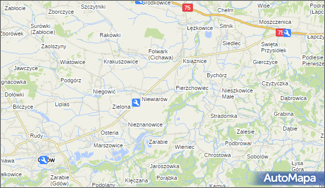 mapa Pierzchów, Pierzchów na mapie Targeo