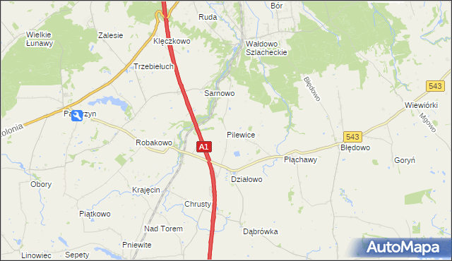 mapa Pilewice, Pilewice na mapie Targeo
