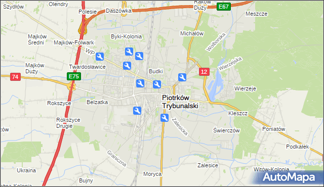 mapa Piotrków Trybunalski, Piotrków Trybunalski na mapie Targeo