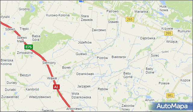 mapa Piotrów gmina Gostynin, Piotrów gmina Gostynin na mapie Targeo