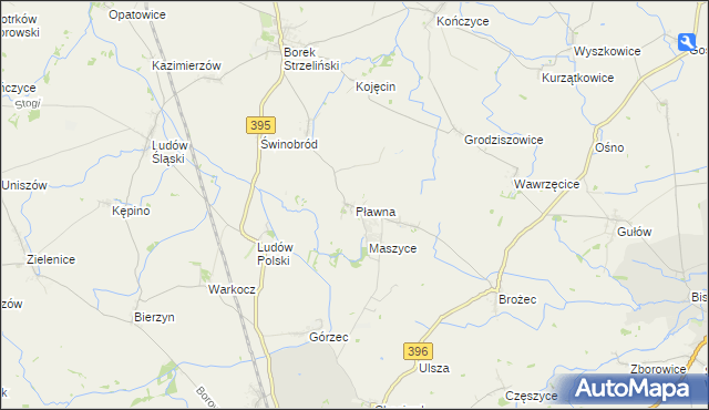 mapa Pławna gmina Strzelin, Pławna gmina Strzelin na mapie Targeo
