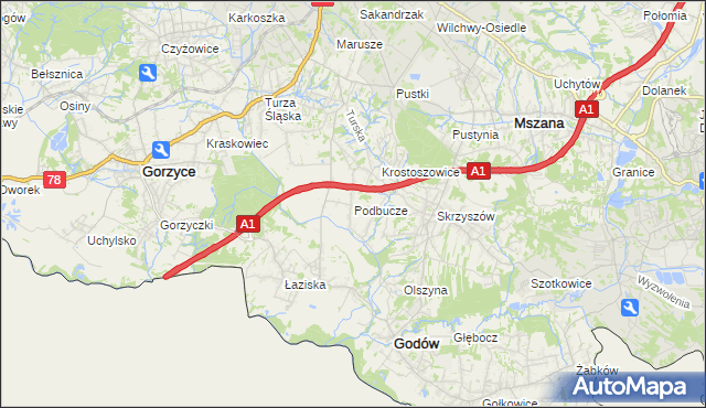mapa Podbucze gmina Godów, Podbucze gmina Godów na mapie Targeo