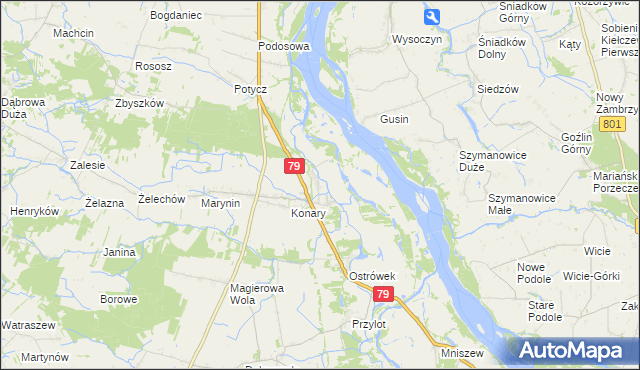 mapa Podgórzyce gmina Warka, Podgórzyce gmina Warka na mapie Targeo