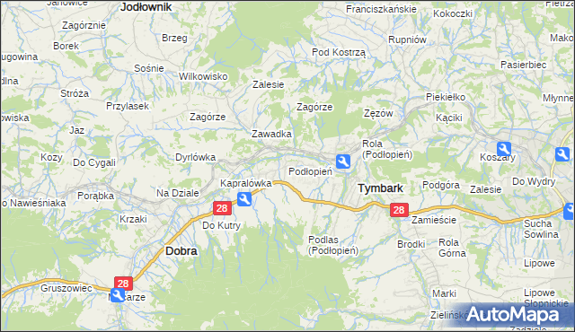 mapa Podłopień, Podłopień na mapie Targeo
