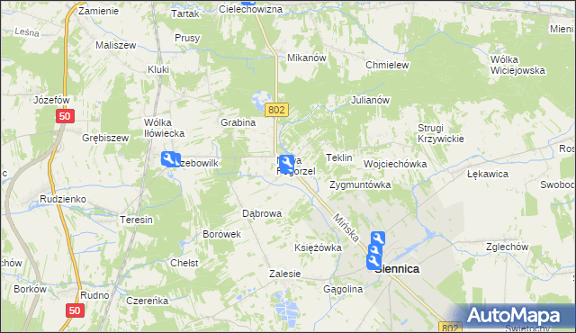 mapa Pogorzel gmina Siennica, Pogorzel gmina Siennica na mapie Targeo