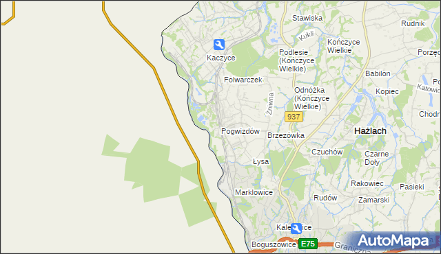mapa Pogwizdów gmina Hażlach, Pogwizdów gmina Hażlach na mapie Targeo
