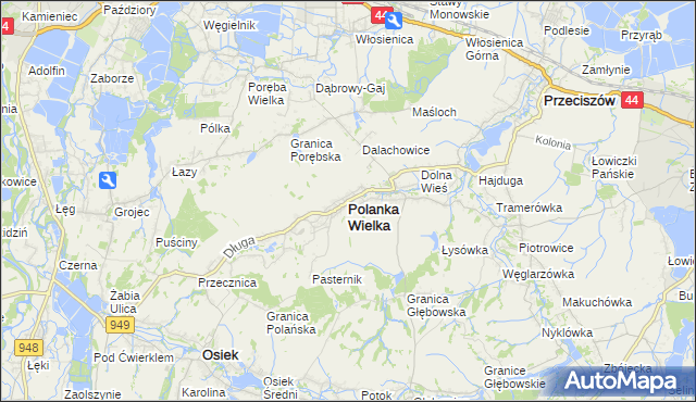 mapa Polanka Wielka, Polanka Wielka na mapie Targeo