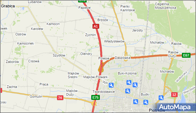 mapa Polesie gmina Grabica, Polesie gmina Grabica na mapie Targeo