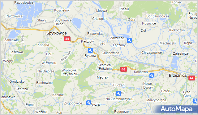 mapa Półwieś gmina Spytkowice, Półwieś gmina Spytkowice na mapie Targeo