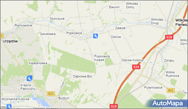 mapa Popkowice Księże, Popkowice Księże na mapie Targeo