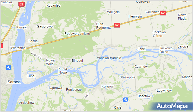 mapa Popowo-Parcele, Popowo-Parcele na mapie Targeo