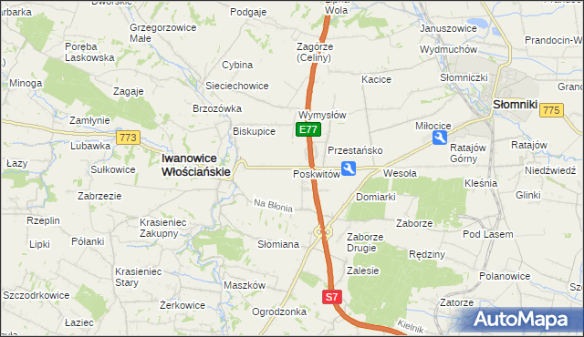 mapa Poskwitów, Poskwitów na mapie Targeo